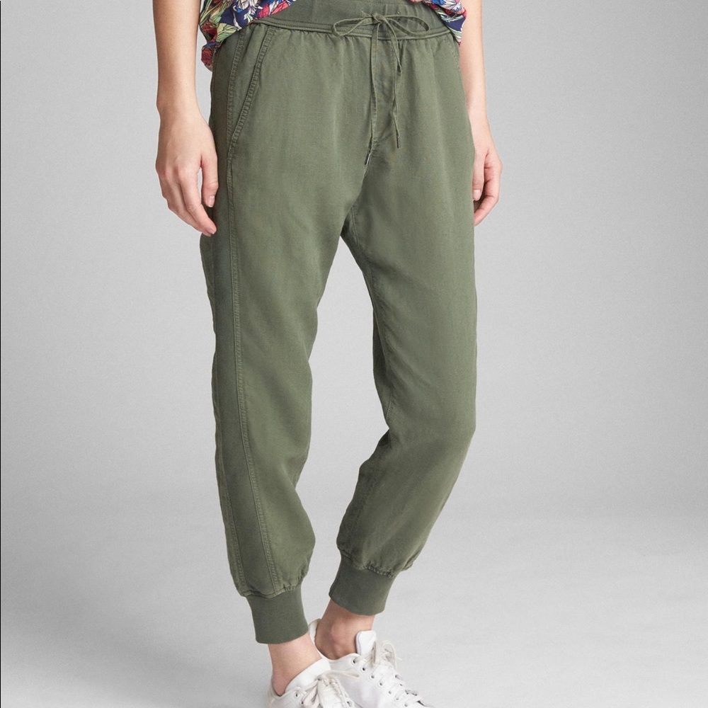 GAP Green Linen Drawstring Joggers